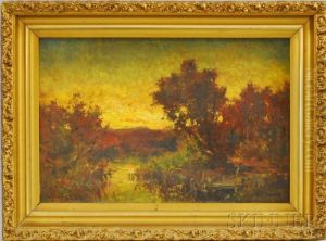 Fall Landscape At Sunset by Andrew Fisher Bunner