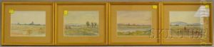 Four Framed Watercolor Landscapes by Horace Robbins Burdick