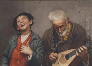Vecchio Suonatore Di Mandolino Con Giovane Cantore Vecchio Suonatore Di Mandolino Con Giovane Cantore
