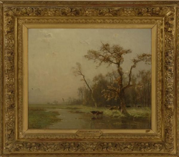 Cows Watering At A River's Edge - view 1