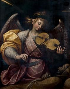 L'ange Musicien Consolant Saint Francois D'assise