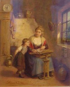 Mother And Daughter In An Interior Mother And Daughter In An Interior