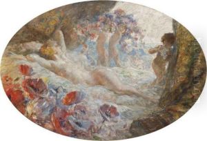 Allegorie Du Sommeil : Nymphe Endormie Et Faune by Antoine Calbet