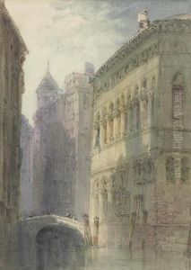 Figures Crossing A Bridge, Venice