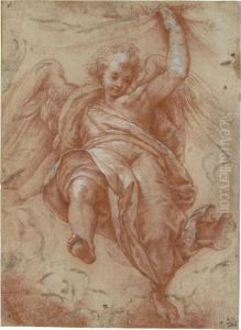 An Angel Holding A Curtain