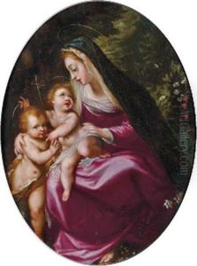 Vierge A L'enfant Avec Saint Jean-baptiste by Denys Calvaert