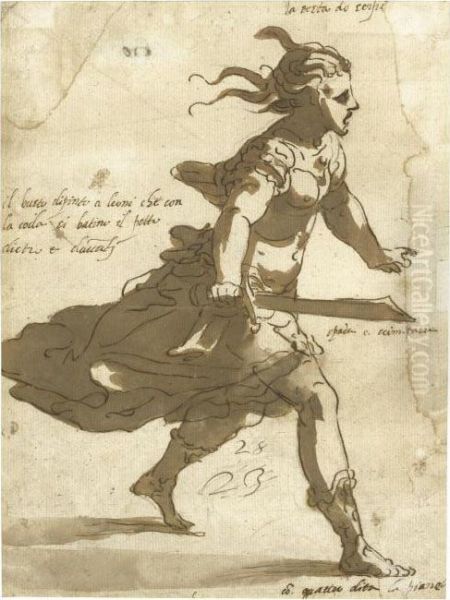 Costume Design For A Female Figure In A Masquerade - view 1
