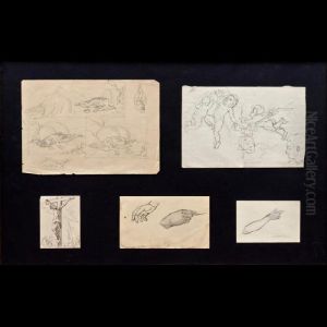 Cinque Disegni A Matita E Penna Su Carta Di Diverse Misure (min by Alcide Davide Campestrini