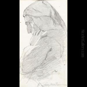 Studio Per Profilo Di Donna by Alcide Davide Campestrini