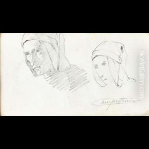 Studio Per Volto Maschile E Femminile by Alcide Davide Campestrini