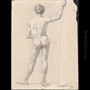 Nudo Maschile Di Schiena by Alcide Davide Campestrini
