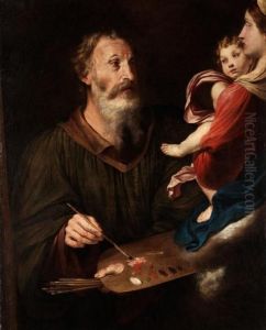 Der Heilige Lukas Malt Die Madonna