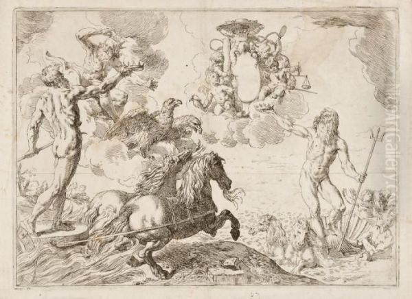 Giove, Nettuno E Plutone Donano Le Corone Alle Armi Del Cardinale Borghese - view 1