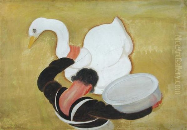 A Man Feeding A Goose - view 1