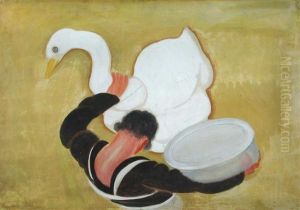 A Man Feeding A Goose