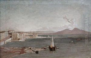 Vue De La Baie De Naples. by Consalvo Carelli