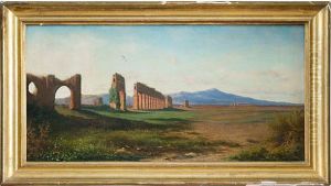 Veduta Della Campagna Romana Con L'acquedotto Appio Claudio by Consalvo Carelli