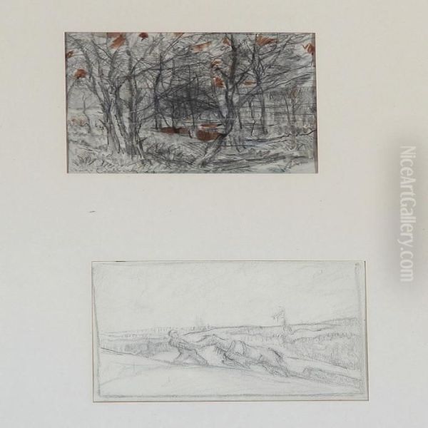 Six Landscape Studies, Mounted In One Frame - view 1