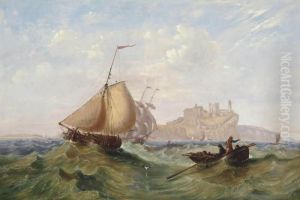 Trading Vessels And Other Shipping In A Heavy Swell Off Whitby by John Wilson Carmichael