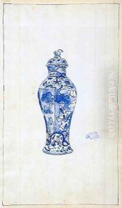 Blue and White Covered Urn
