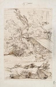 Paesaggio Con Figure Sotto Una Tenda