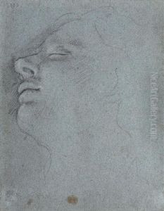 Kopf Eines Jungen Mannes Mit Geschlossenen Augen by Annibale Carracci