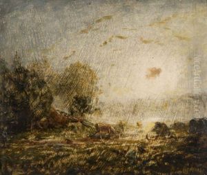 Effet De Lumiere Dans Un Pre by Louis Hilaire Carrand