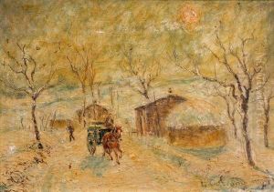 Le Village Sous La Neige by Louis Hilaire Carrand