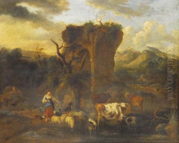 Paesaggio Con Figure E Animali - view 1