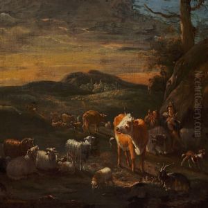 A Shepherd With His Flock by Michiel Carre