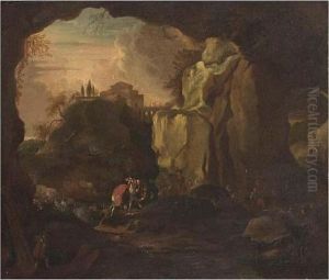 Brigands Attacking Horsemen In A Mountainous Landscape