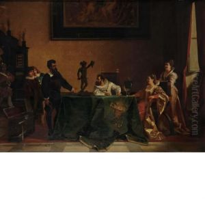 The Presentation Of The Model Of Perseus To The Medici Family by Amos Cassioli