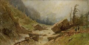 Paysage Anime Au Bord D'une Riviere by Gustave Castan