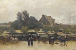 Markt In Der Bretagne. by Gustave Castan