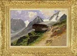Wanderer In Pigne D'arollo by Gustave Castan