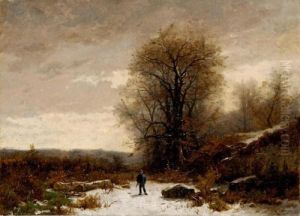 Paysage D'hiver Avec Chasseur
Winter Landscape With Hunter by Gustave Castan