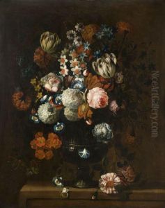 Bouquet De Fleurs Sur Un Entablement by Pieter Casteels