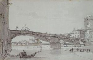 Veduta Del Ponte Santa Trinita by Antoine Laurent Castellan