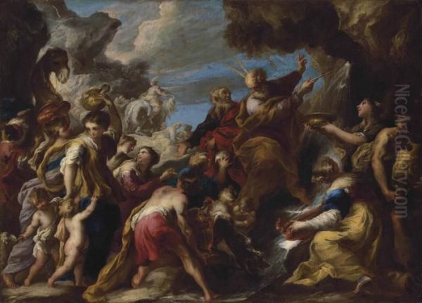 Moses Striking Water From The Rock - view 1