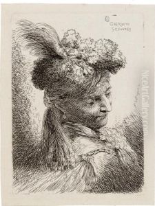 Testa Di Giovane Volto A Destra by Giovanni Benedetto Castiglione