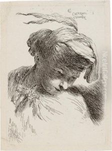 Testa Di Giovane Volto A Destra by Giovanni Benedetto Castiglione
