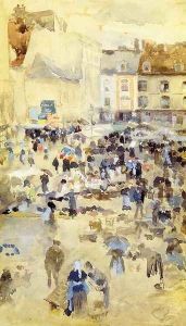 Variations in Violet and Grey - Market Place, Dieppe by James Abbott McNeill Whistler