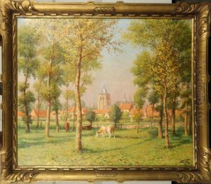 Vaches Dans Les Pres by Albert Caullet