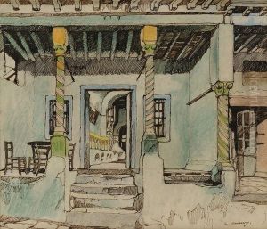 L'entree Du Cafe by Leon Cauvy