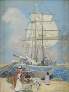 Voilier A L'amarre Dans Le Port D'alger