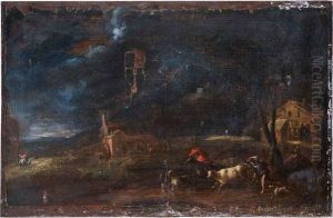Tempesta Con Viandanti In Fuga by Pieter the Younger Mulier