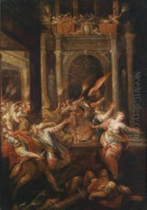 A Scene From The Trojan War: The Death Of King Priam by Andrea Celesti