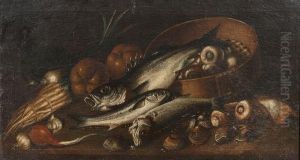 Nature Morte Aux Poissons Et Legumes by Mateo Cerezo
