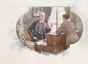 Projet D'illustration Representant Deux Hommes Dans Un Bureau by Paul Chabas