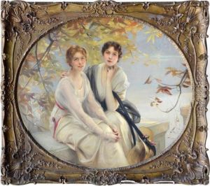 Portraits De Deux Jeunes Femmes by Paul Chabas